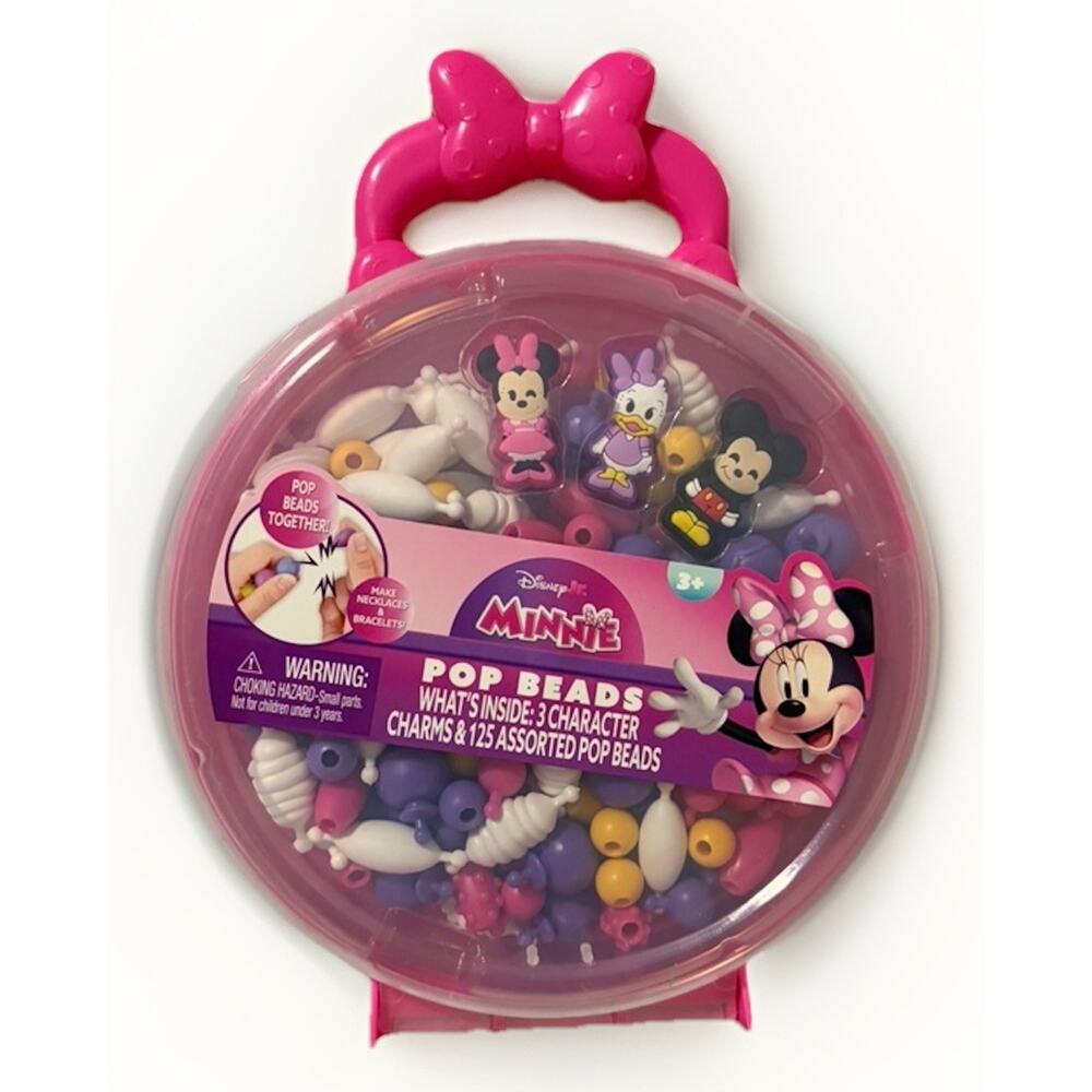 Disney Minnie Mouse Pop Beads Kids Craft Kit Carry Case Tara Toy Jewelry Kit 3+
